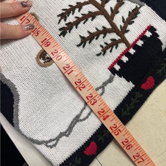 Quacker Factory Size Medium Snowman Cat Cardigan Sweater Christmas Holiday Ugly - Picture 7 of 8